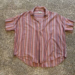 Madewell striped collared shirt with buttons down the back